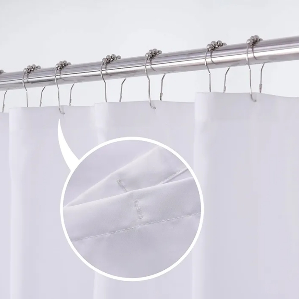 N&Y HOME Fabric Shower Curtain Liner Solid White with Magnets, Hotel Quality